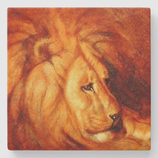 Resting Lion (door Abbott Handerson Thayer) Stenen Onderzetter (Voorkant)