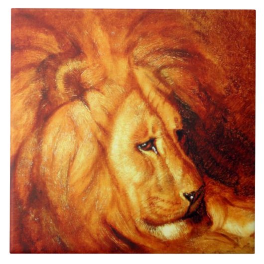 Resting Lion (door Abbott Handerson Thayer) Tegeltje (Voorkant)