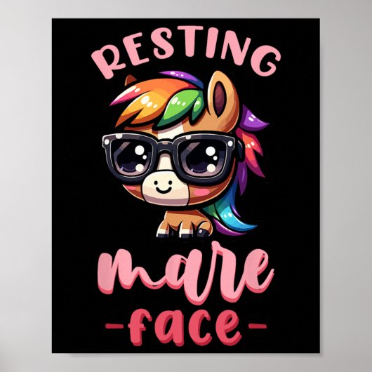 Resting Mare Face I Equestrian Pony Horse Fan Poster (Voorkant)