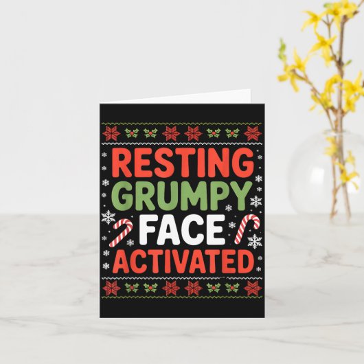 Resting Mpy Face Activated Funny Xmas Quote  Kaart (Gele Bloem)