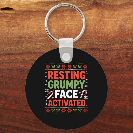 Resting Mpy Face Activated Funny Xmas Quote Sleutelhanger (Voorkant)