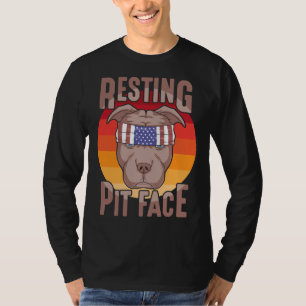 Resting Pit Face Animal Funny Pit Bull Dog Puppy T-shirt