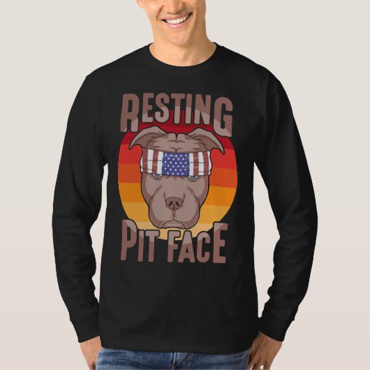 Resting Pit Face Animal Funny Pit Bull Dog Puppy T-shirt (Voorkant)