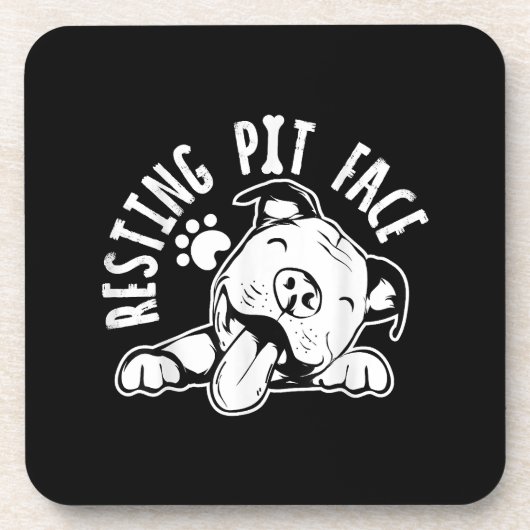 Resting Pit Face Funny Dog Pitbull Meme Bier Onderzetter (Voorkant)