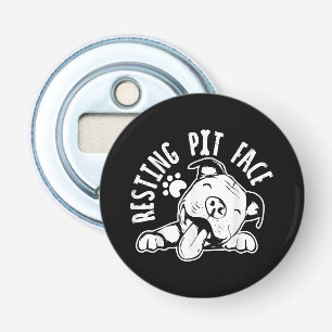 Resting Pit Face Funny Dog Pitbull Meme Button Flesopener