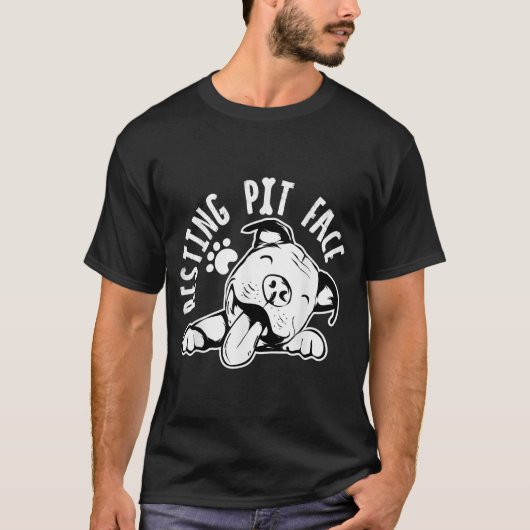 Resting Pit Face Funny Dog Pitbull Meme Cloding T-shirt (Voorkant)