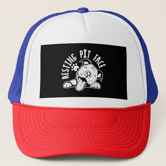 Resting Pit Face Funny Dog Pitbull Meme Cloding Trucker Pet (Voorkant)