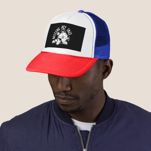 Resting Pit Face Funny Dog Pitbull Meme Cloding Trucker Pet (In situ)