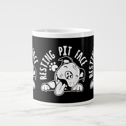 Resting Pit Face Funny Dog Pitbull Meme Grote Koffiekop (Voorkant)