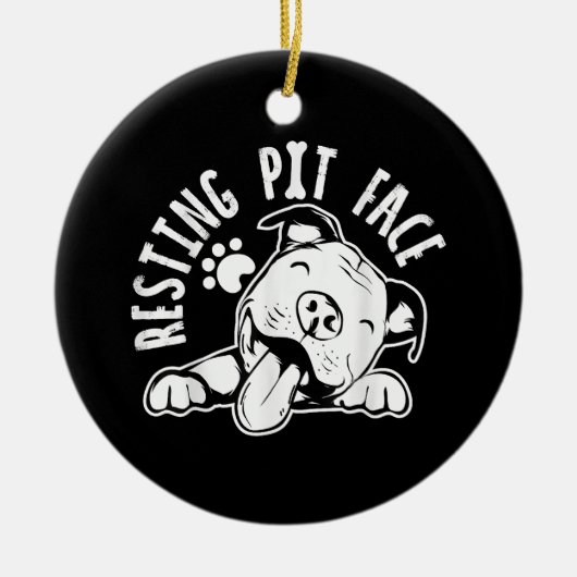 Resting Pit Face Funny Dog Pitbull Meme Keramisch Ornament (Voorkant)