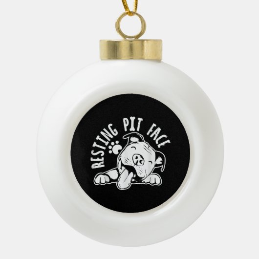 Resting Pit Face Funny Dog Pitbull Meme Keramische Bal Ornament (Voorkant)