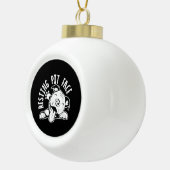 Resting Pit Face Funny Dog Pitbull Meme Keramische Bal Ornament (Rechts)