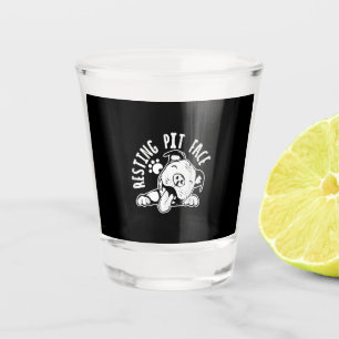 Resting Pit Face Funny Dog Pitbull Meme Shot Glas