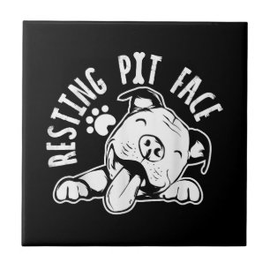 Resting Pit Face Funny Dog Pitbull Meme Tegeltje