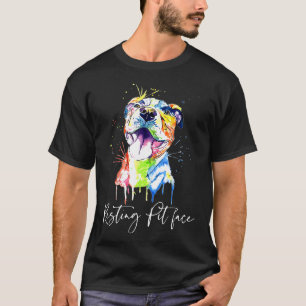 Resting Pit Face Pitbull Waterverf Hondenliefhebbe T-shirt