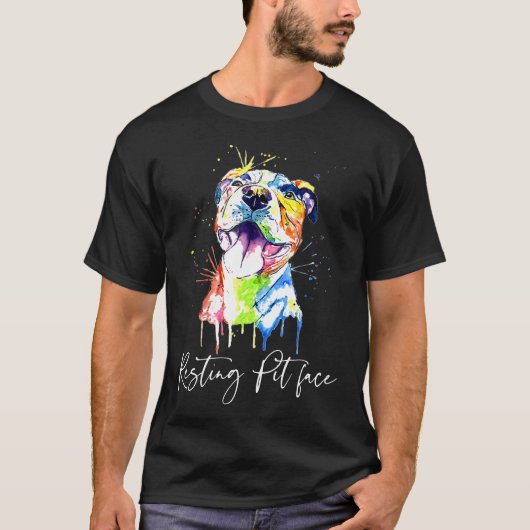 Resting Pit Face Pitbull Waterverf Hondenliefhebbe T-shirt (Voorkant)