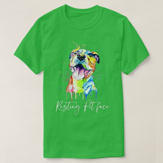 Resting Pit Face Pitbull Waterverf Hondenliefhebbe T-shirt (Design voorkant)