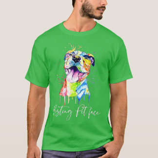 Resting Pit Face Pitbull Waterverf Hondenliefhebbe T-shirt