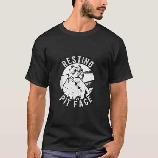 Resting Pit Face Pittie Pitbull Hond Eigenaar Pet T-shirt (Voorkant)