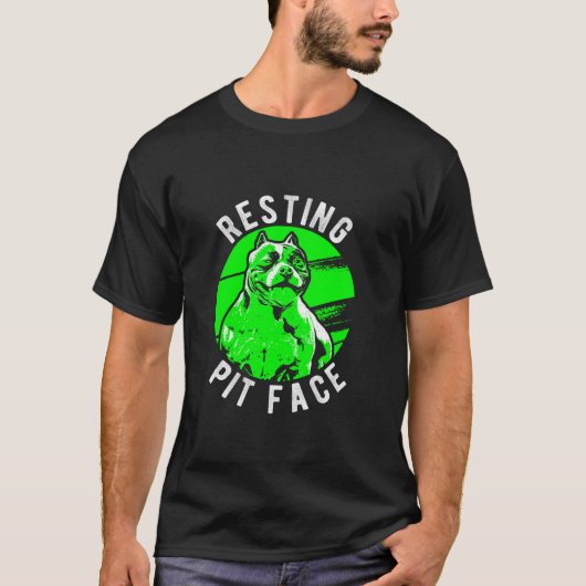 Resting Pit Face Pittie Pitbull Hond Eigenaar Pet T-shirt (Voorkant)
