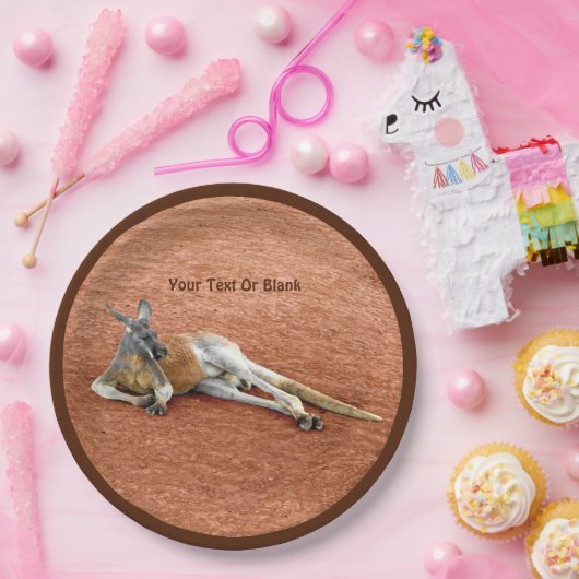 Resting Red Kangaroo Buck Papieren Bordje (Feest)