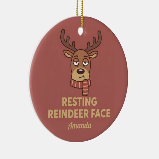 Resting Reindeer Face Funny Christmas Ornament (Rechts)