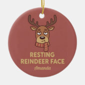 Resting Reindeer Face Funny Christmas Ornament (Voorkant)