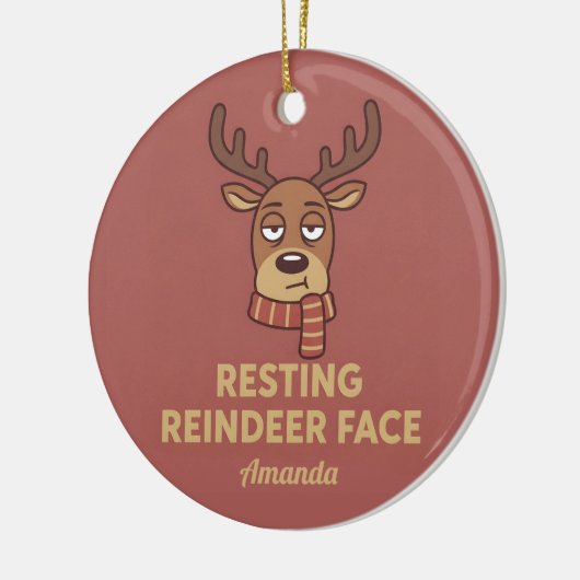 Resting Reindeer Face Funny Christmas Ornament (Links)