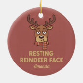 Resting Reindeer Face Funny Christmas Ornament (Achterkant)