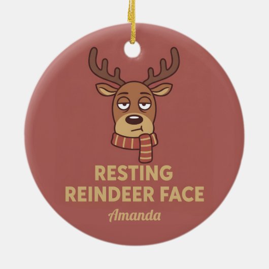 Resting Reindeer Face Funny Christmas Ornament (Achterkant)