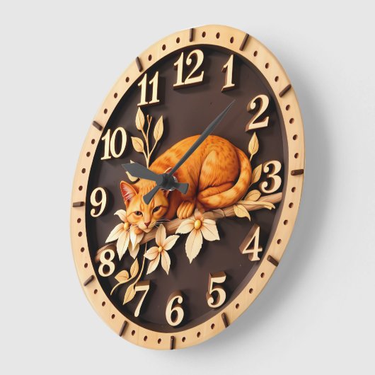 Resting Tabby Cat Flower Grote Klok (Hoek)