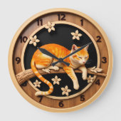 Resting Tabby Cat Petal Grote Klok (Voorkant)