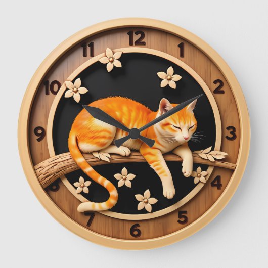 Resting Tabby Cat Petal Grote Klok (Voorkant)