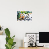 Resting Tiger Portrait Poster (Thuiskantoor)
