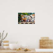 Resting Tiger Portrait Poster (Keuken)