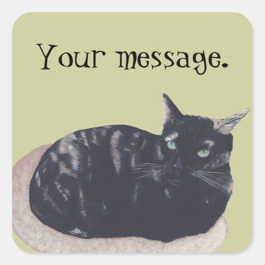 Resting Tortoise Shell Cat Uw Bericht Stickers (Voorkant)
