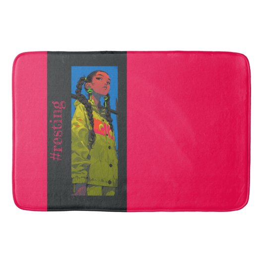 #resting Vibes, Fuchsia, Badmat (Voorkant)
