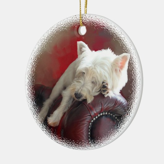 Resting Westie Keramisch Ornament (Links)