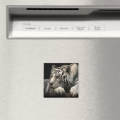 Resting White Tiger Magneet (Insitu (Vaatwasser))