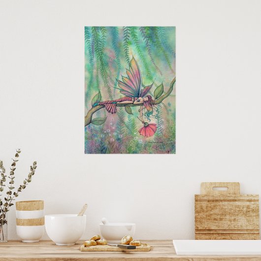 Resting Willow Flower Fairy Fantasy Kunst Poster (Keuken)