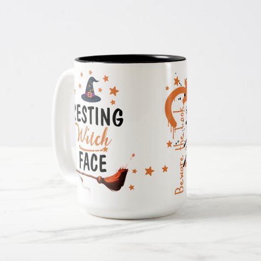 Resting Witch Face - Aangepaste foto Halloween Mok (Voorkant links)