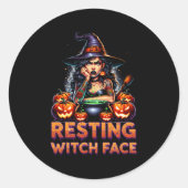 Resting Witch Face Funny Sarcastic Halloween Rude  Ronde Sticker (Voorkant)