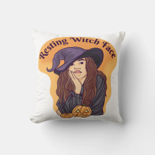 Resting Witch Face Ghost Halloween Groovy Kussen