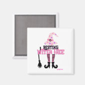 Resting Witch Face Halloween Broomstick Magneet (Voorkant / Achterkant)
