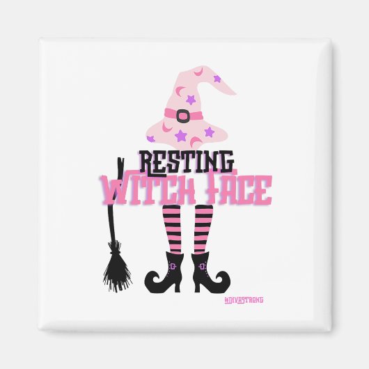 Resting Witch Face Halloween Broomstick Magneet (Voorkant)
