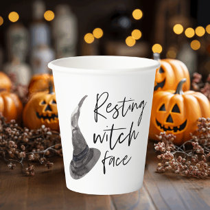 Resting Witch Face   Happy Halloween   Fun Quote   Papieren Bekers