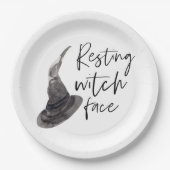 Resting Witch Face | Happy Halloween | Fun Quote | Papieren Bordje (Voorkant)