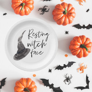 Resting Witch Face Happy Halloween Fun Quote Papieren Bordje