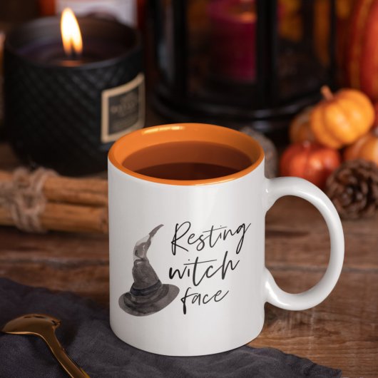 Resting Witch Face | Happy Halloween | Fun Quote | Tweekleurige Koffiemok