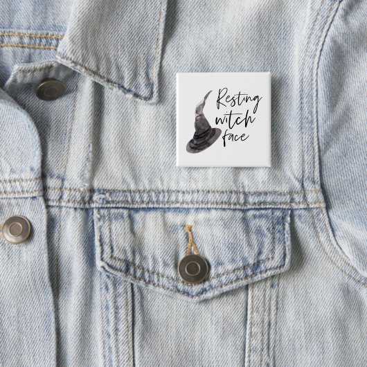 Resting Witch Face | Happy Halloween | Fun Quote | Vierkante Button 5,1 Cm (In situ)